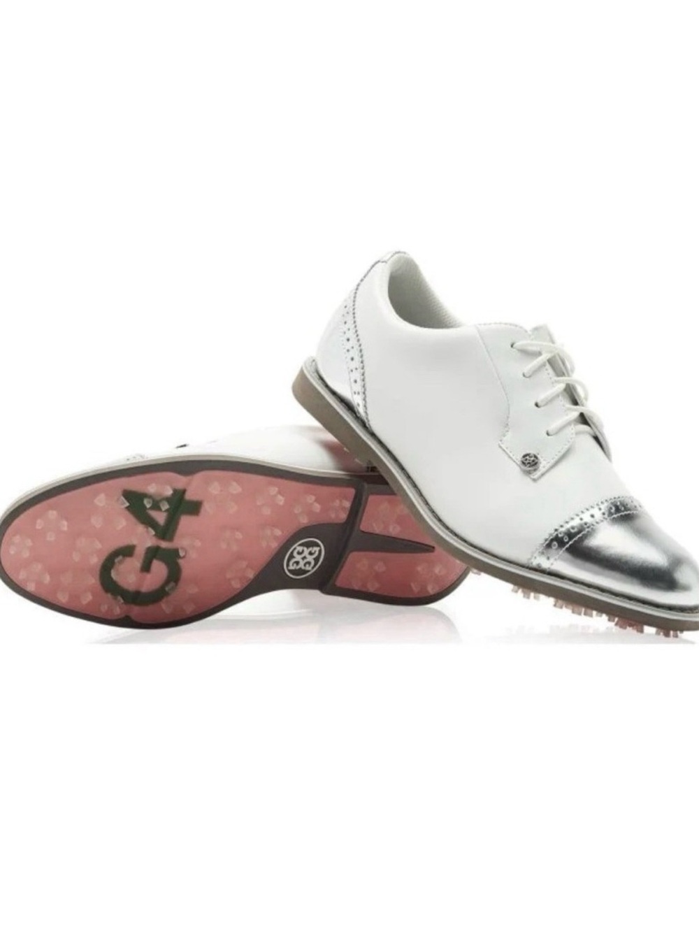G/FORE White and Silver Women's Golf Oxfords